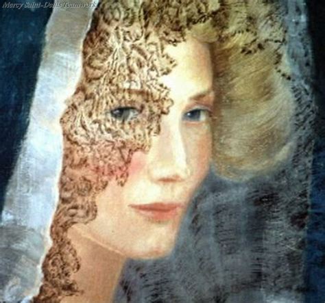 A Painting Of A Womans Face With Lace On Her Head And Hair Pulled Back