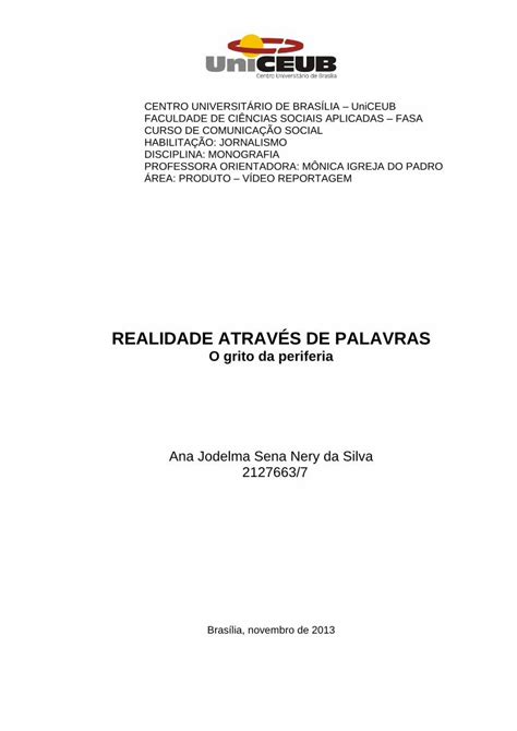 PDF REALIDADE ATRAVÉS DE PALAVRAS repositorio uniceub brrepositorio