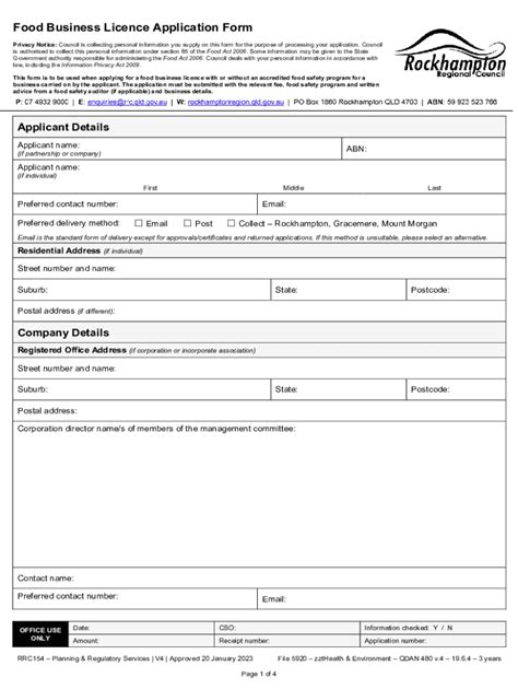 Fillable Online Food Business Licence Application Form Fax Email Print