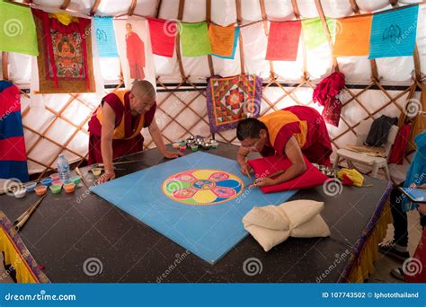 Buddhist Monks Making Sand Mandala This Is A Tibetan Tradition