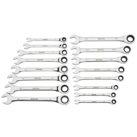 Ironton 16 Pc Sae Mm Ratchet Wrench Set Model 573089a Northern Tool