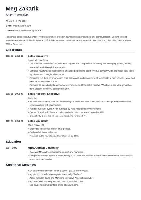 Resume Template For Business