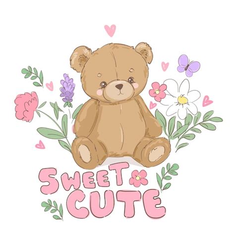 Ilustraci N Vectorial De Oso De Peluche Lindo Dibujado A Mano Impresi N