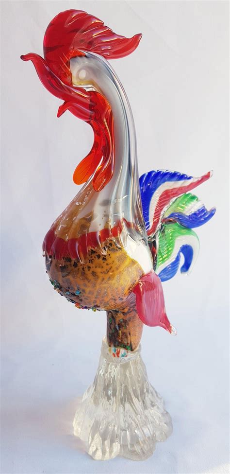 Genuine Murano Glass Large Rooster With Original Sticker At 1stdibs Murano Glass Rooster