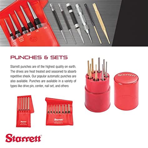 Starrett Brass Drive Pin Punch Set With Knurled Grip In Protective