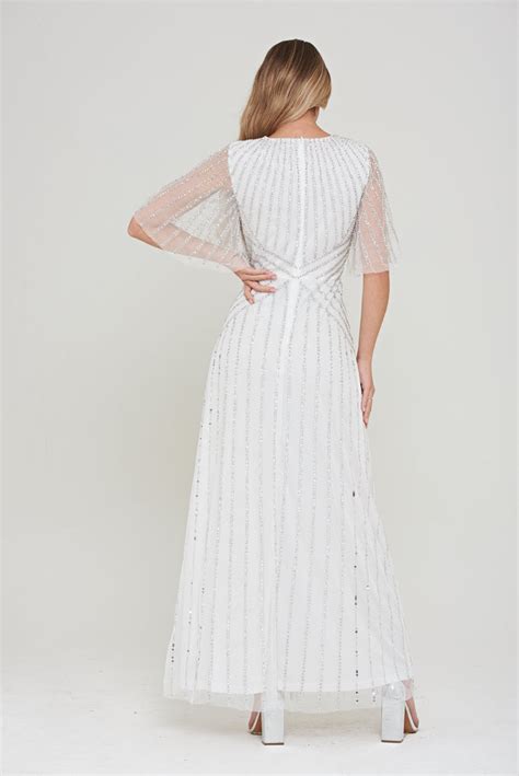 Evelyn White Embellished Maxi Dress Frock And Frill