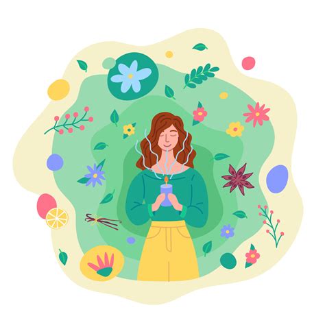 Cartoon Color Character Woman Relaxing Aromatherapy Concept Vector