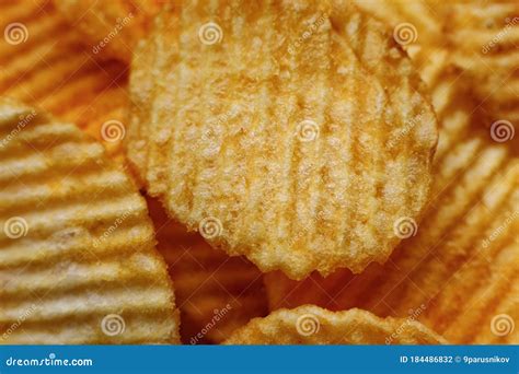 Corrugated Potato Chips Close Up Macro View Stock Photo Image Of