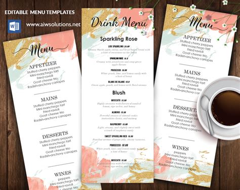 Design And Templates Menu Templates Wedding Menu Food Menu Bar Menu