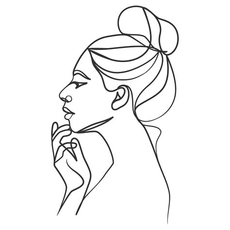 Continuous line drawing of woman face. One line woman portrait 6033261 ...