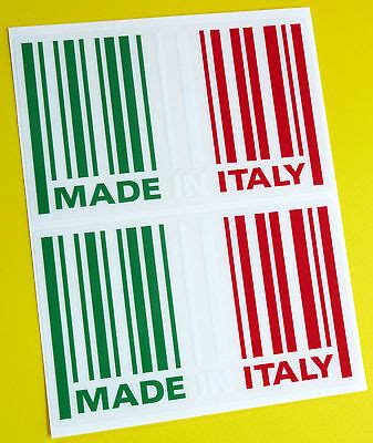 MADE IN ITALY Flag BARCODE Sticker Decal X2 FIAT 500 PANDA ALFA ROMEO