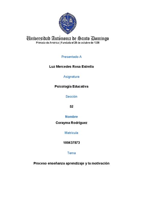Qué Es La Motivación Tarea 5 Presentado A Luz Mercedes Rosa Estrella