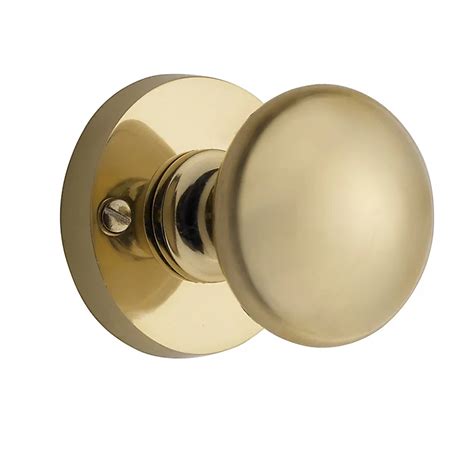 The House Nameplate Company Polished Brass Effect Brass Round Door Knob Dia70mm Pair Diy At Bandq