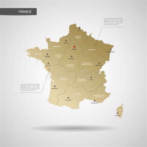 Politische Landkarte Frankreichs Regionen Stadt Frankreich Vektor