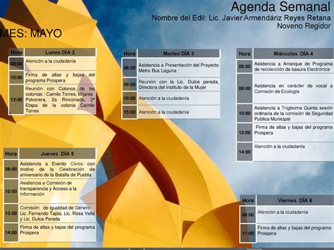 Agenda Semanal Mes Mayo Ppt Descargar