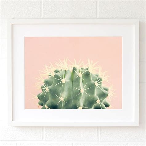 Pink Cactus Wall Art Print Blush Pink Cactus Folksy