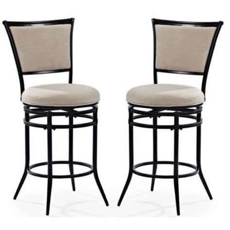 Home Square 2 Piece Upholstered Swivel Counter Stool Set In White 1 Ralphs