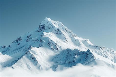 Premium Photo Snowcovered Mountain Peaks Under Clear Blue Sky