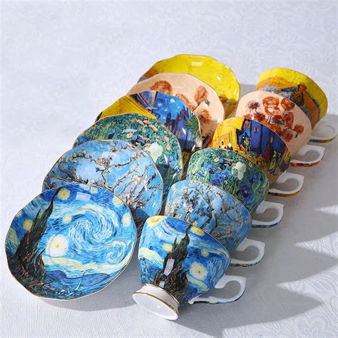 Tasses à café avec peinture artistique Van Gogh la nuit étoilée les