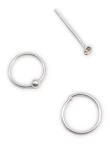 Pack Piercing Nariz Argollabolita Circon Argolla Mm Plata Cuotas