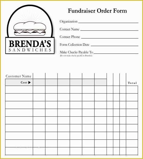 Food Order Form Template Free Download Of Blank Order Templates