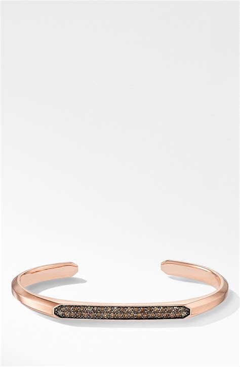 David Yurman Streamline K Rose Gold Cuff Bracelet With S Cognac