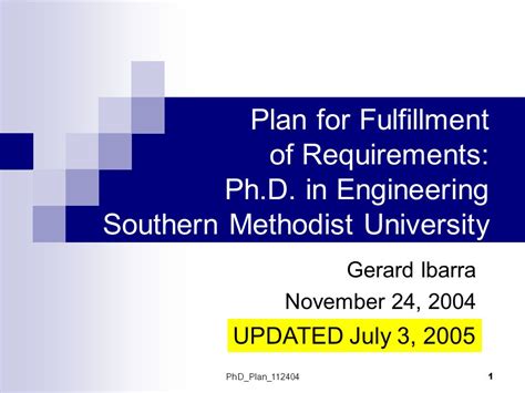 Phdplan Plan For Fulfillment Of Requirements Phd In Engineering