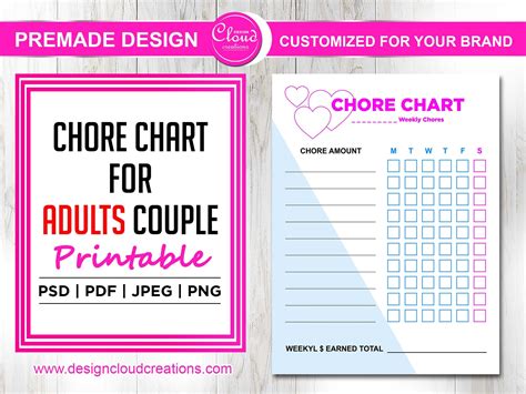 2021 Chore Chart For Adults Couple Printable Pdf Editable Etsy