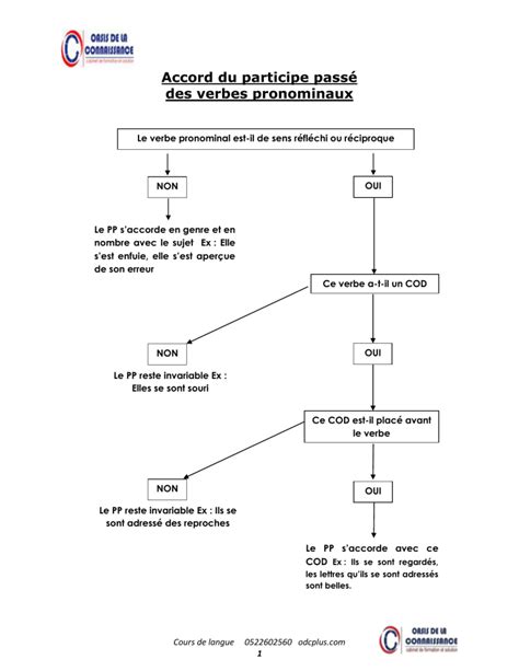Cours De Langue Les Verbes Pronominaux Accord