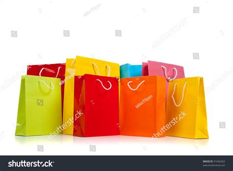 Assorted Colored Shopping Bags Including Red Stock Photo 41646262