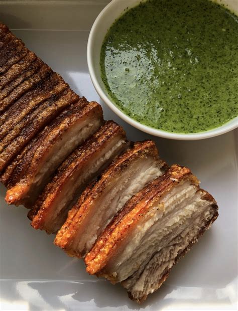 Steam Roasted Pork Belly With Vietnamese Ish Herb Sauce Combi Steam Oven Recipes