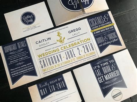 Nautical Custom Fold Wedding Invitation Suite Yacht Club Etsy