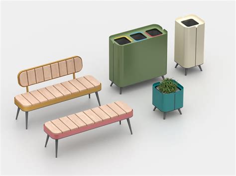 Retr Steel And Wood Bench With Back By Viscio Urban Design