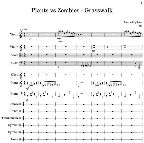 Plants Vs Zombies Grasswalk Sheet Music For Violin Viola Cello