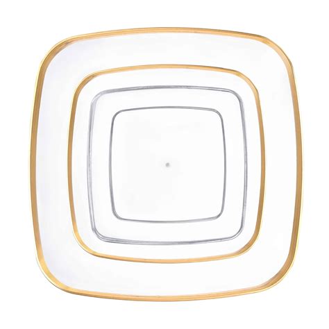 Deluxe Dinnerware | Square Clear/Gold Plates