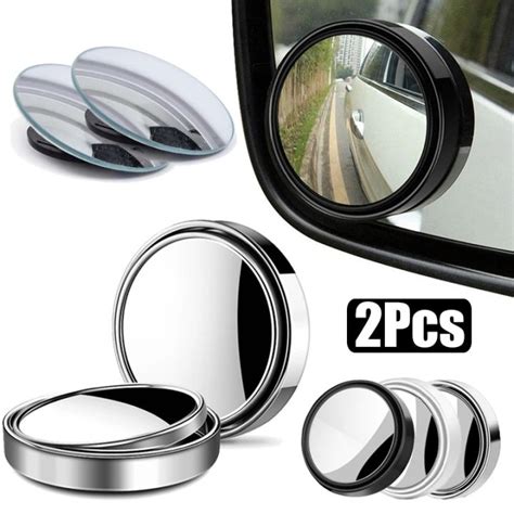 2pcs Round Frame Convex Blind Spot Mirror Safety Driving Wide Angle 360