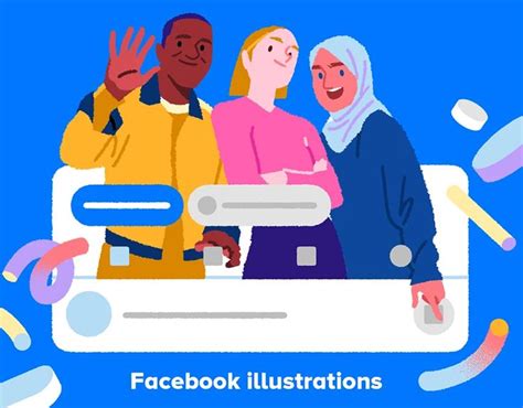 Three People Standing Together With The Words Facebook Illustrations