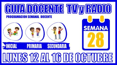 Aprendo En Casa Semana 28 GUIA DOCENTE TV Y RADIO Inicial Primaria Y