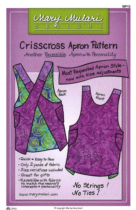 Crisscross Apron By Mary Mulari Designs Paper Pattern Aprons