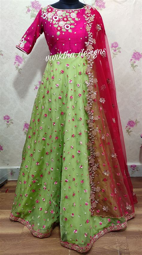 Organza Long Frock With Heavy Thread Workknot Work And Sequence Work