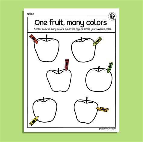 Fruit Worksheets For Kindergarten