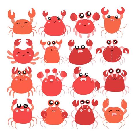 Premium Vector Cute And Funny Crab Cartoon Character Isolated In