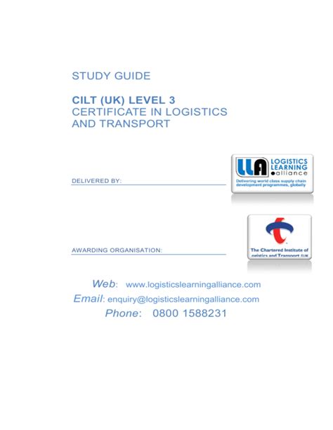 Study Guide Cilt Uk Level 3 Certificate In Logistics