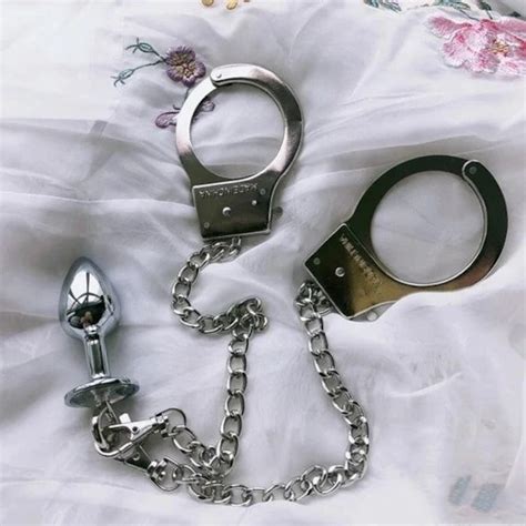 Bdsm Butt Anal Plug With Handcuffs Master Slave Toy Bondage Etsy