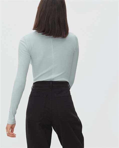 The Pima Micro Rib Long Sleeve Crew Ice Blue Everlane