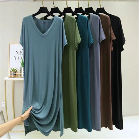 Fdfklak Korean Modal Sleepwear Women Night Shirt Comfortable Long Dress