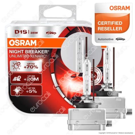 Osram Night Breaker Unlimited Xenarc Fari Xeno 35W 2 Lampadine D1S