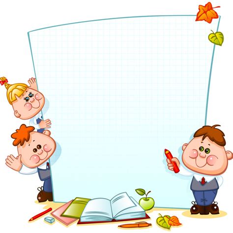 Cartoon school children with blank paper vector 06 free download