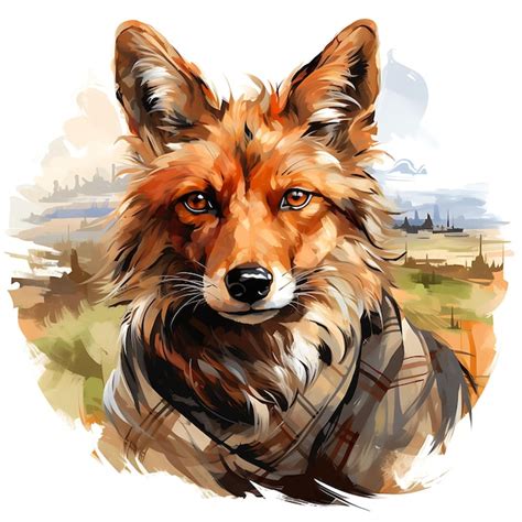 Premium Ai Image Tshirt Design Of Fox Portrait Wearing Scottish