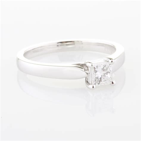 Buy Classic Princess Cut Solitaire | 18ct White Gold Diamond Ring